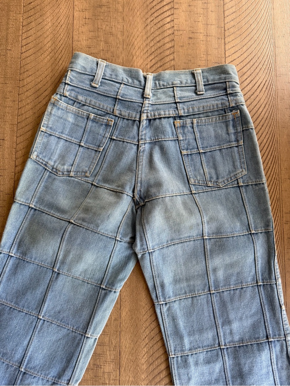 Y2K Patchwork Light Blue Flare Jeans - Picture 3 of 6